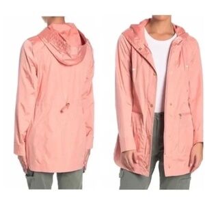 Cole Haan Lightweight Coat Jacket Full Zip Hooded Peach Coral Size XS